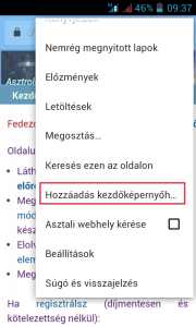 kezdő képernyő